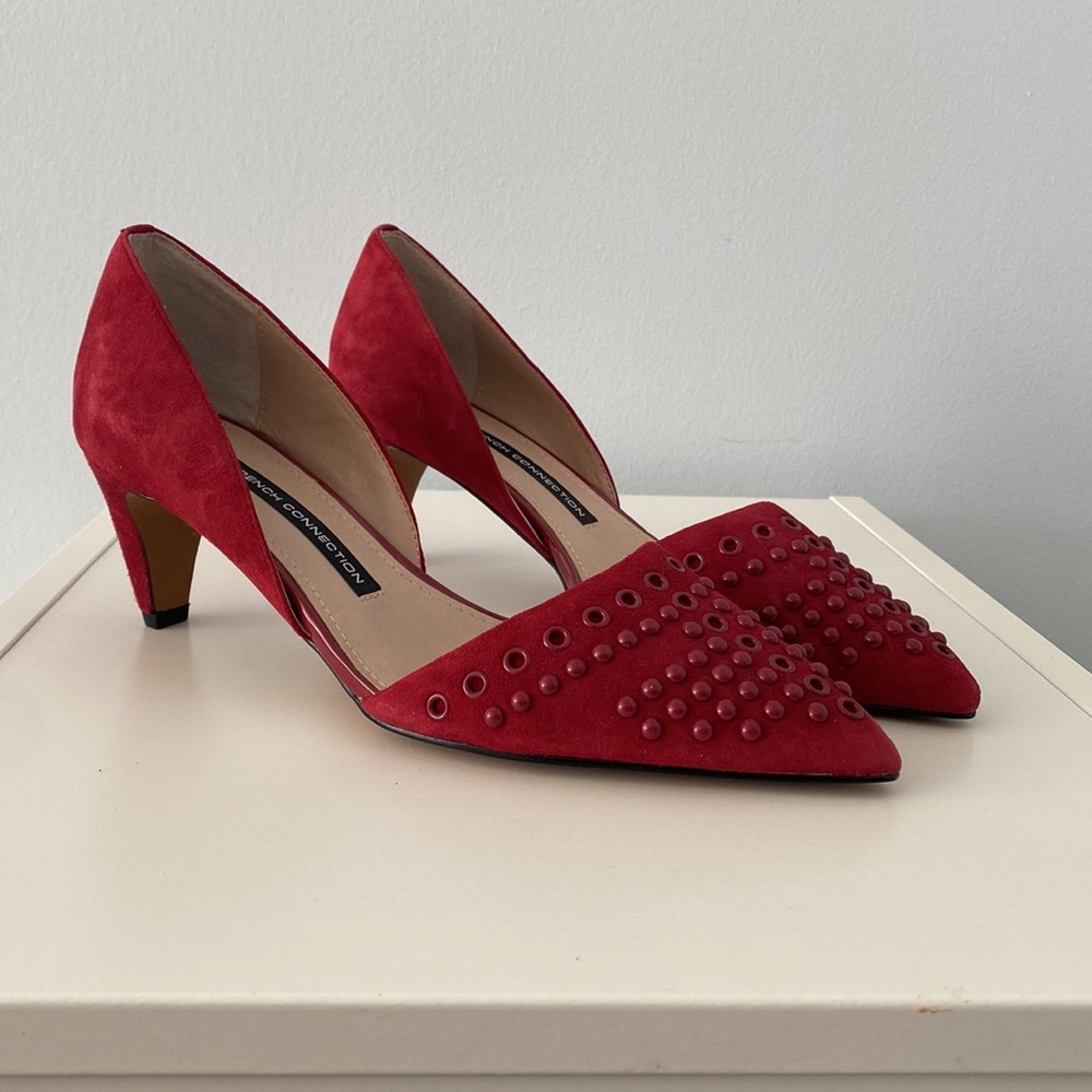Studded suede heels
